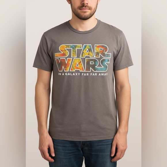Star Wars Official Gray Graphic Tee In A Galaxy Far Far Away Size L ART - Picture 1 of 5